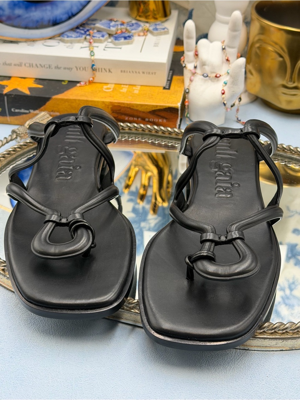 🆕 CULT GAIA 🧿 NWOB Estee Flat Leather Sandal, Black - Sz 37 US 7 - Picture 12 of 13